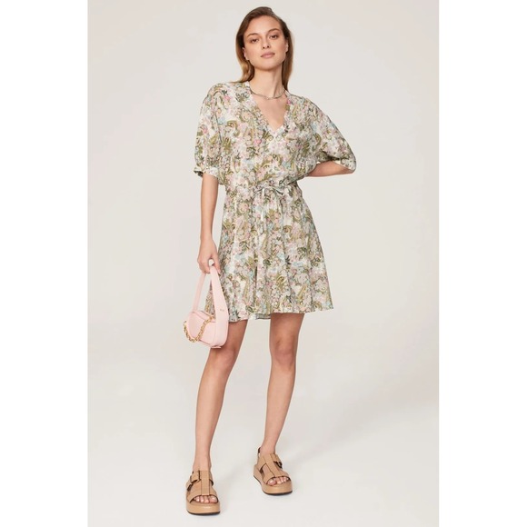 Zadig & Voltaire Dresses & Skirts - Zadig & Voltaire Yoko Flower Paisley Floral V-Neck Mini Dress Pink Blue Small